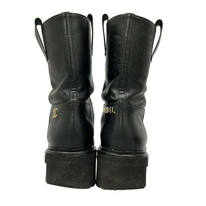 Chanel Short Boots 34.5 C Black CC Logo Leather