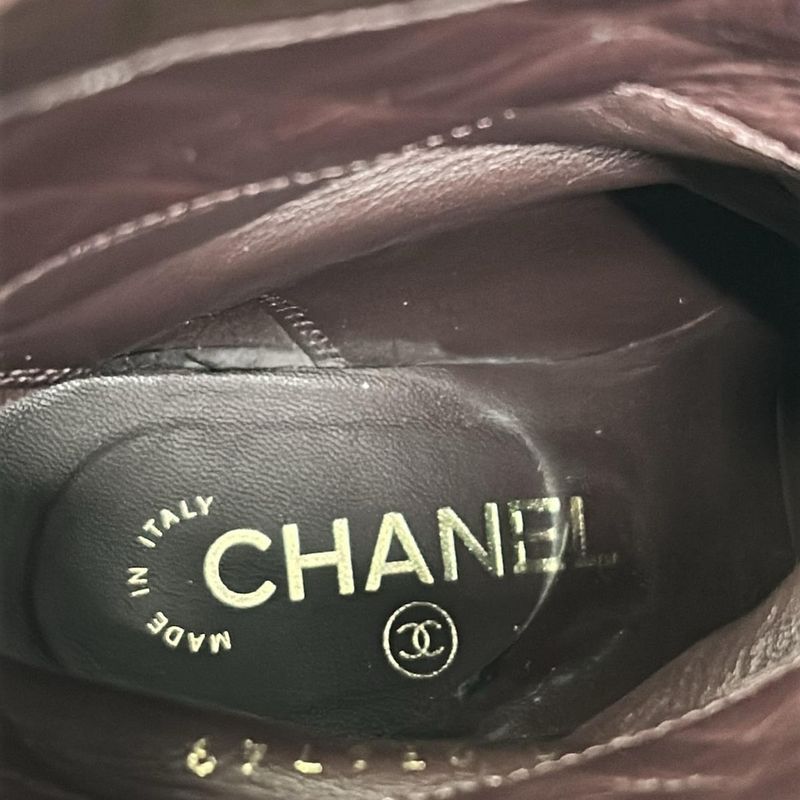 Chanel Short Boots 34.5 C Black CC Logo Leather