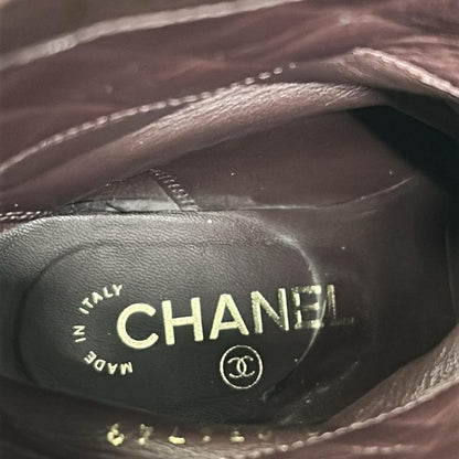 Chanel Short Boots 34.5 C Black CC Logo Leather