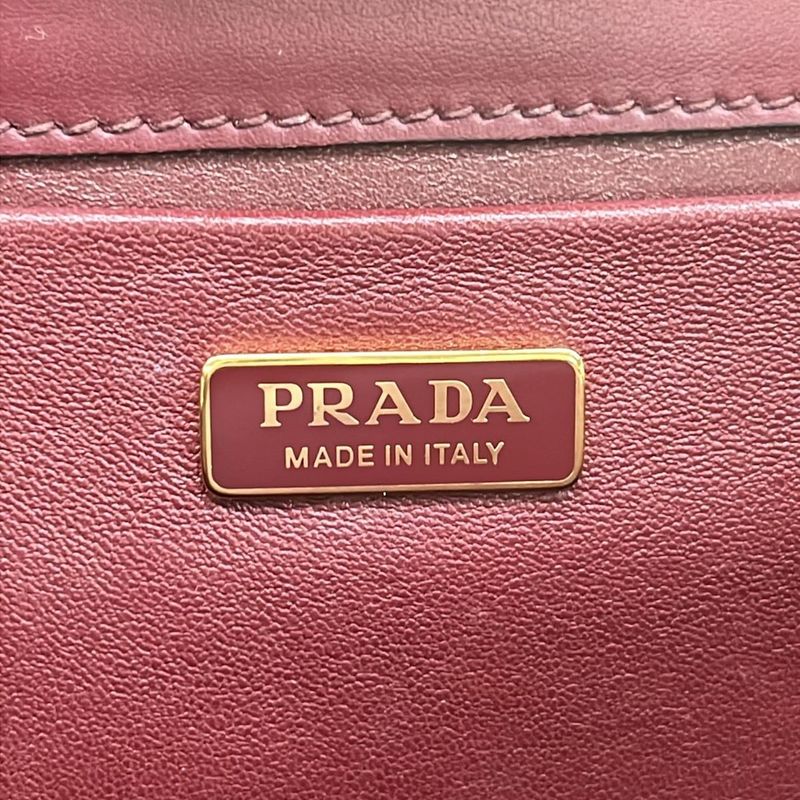 Prada Shoulder Bag Gold Fringe Line Stone Leather