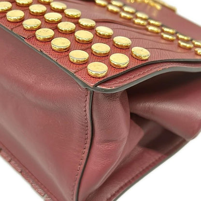 Prada Shoulder Bag Gold Fringe Line Stone Leather