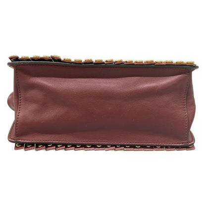 Prada Shoulder Bag Gold Fringe Line Stone Leather