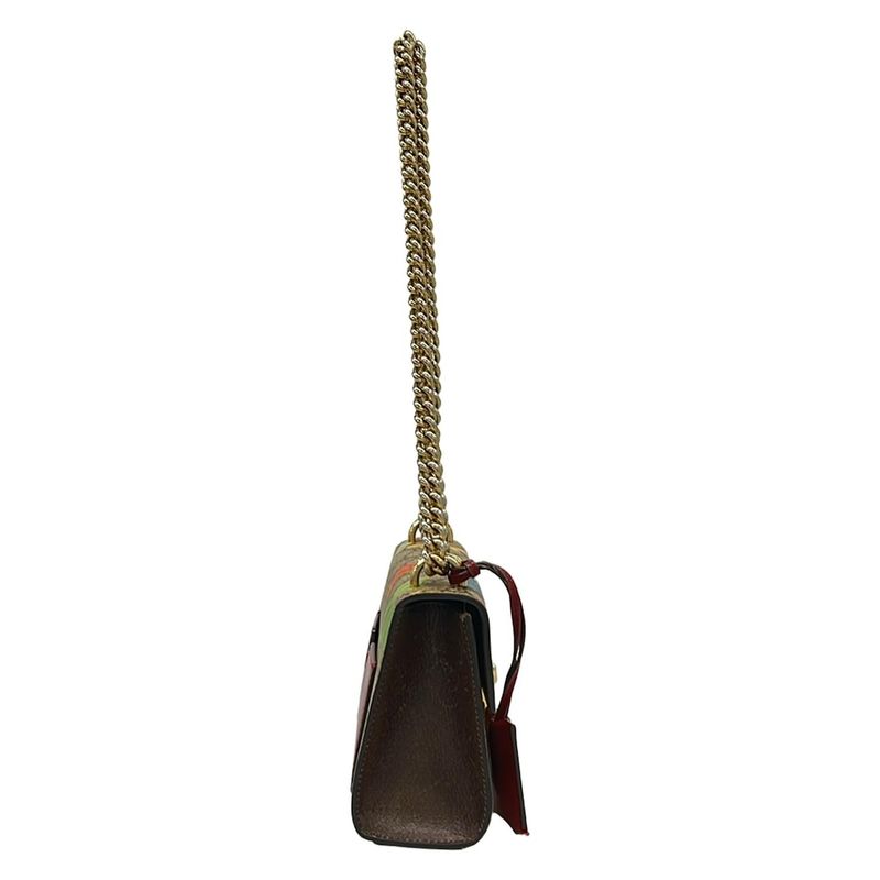 Gucci Shoulder Bag Padlock Small Tian Beige Dark Brown Multi Chain Leather