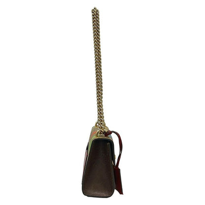 Gucci Shoulder Bag Padlock Small Tian Beige Dark Brown Multi Chain Leather