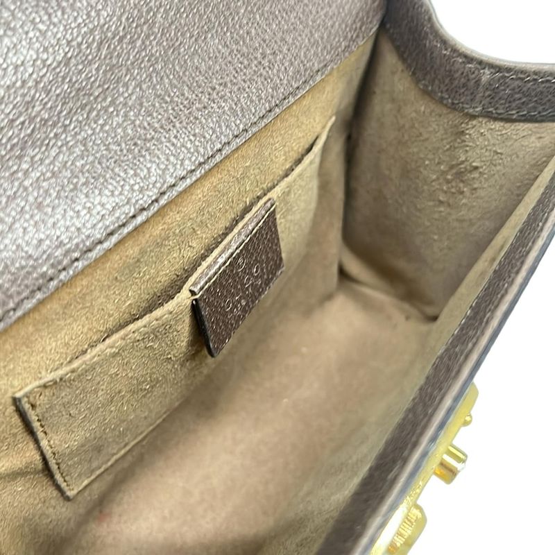 Gucci Shoulder Bag Padlock Small Tian Beige Dark Brown Multi Chain Leather