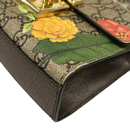 Gucci Shoulder Bag Padlock Small Tian Beige Dark Brown Multi Chain Leather