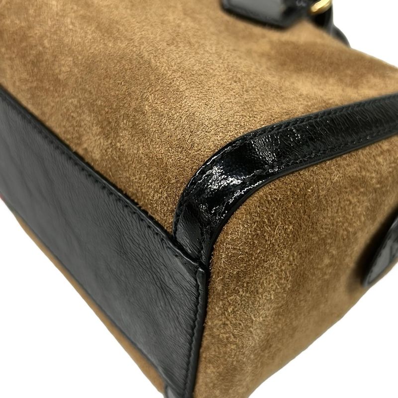 Gucci Handbag Ophidia Top Handle Bag Brown Black Multi Cotton Leather