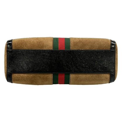 Gucci Handbag Ophidia Top Handle Bag Brown Black Multi Cotton Leather