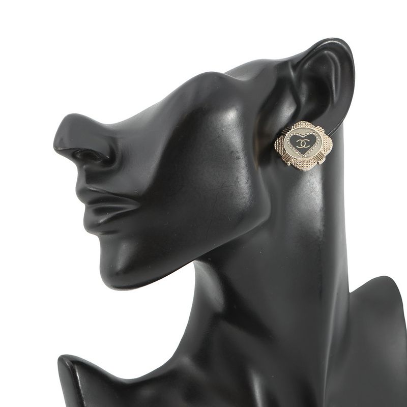 Chanel Earrings CC Logo Square Line Stone