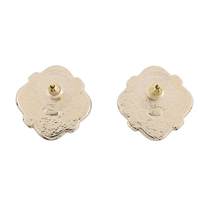 Chanel Earrings CC Logo Square Line Stone
