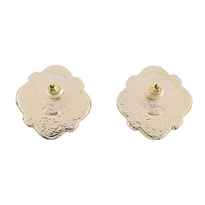 Chanel Earrings CC Logo Square Line Stone