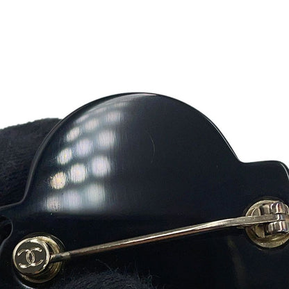 Chanel Brooch CC Logo Chain Line Stone Faux Pearl