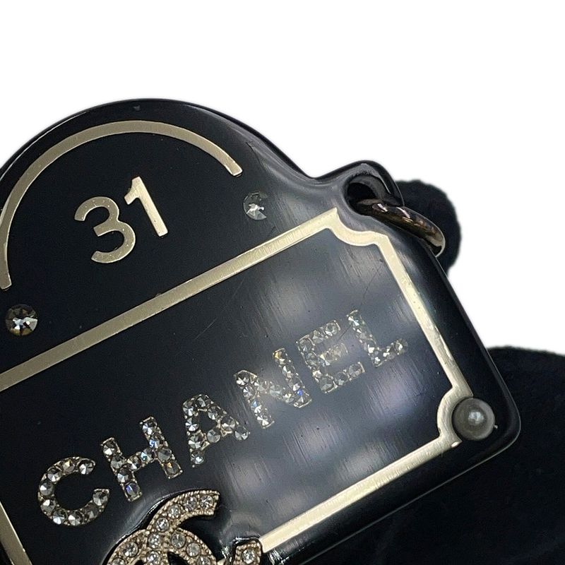 Chanel Brooch CC Logo Chain Line Stone Faux Pearl