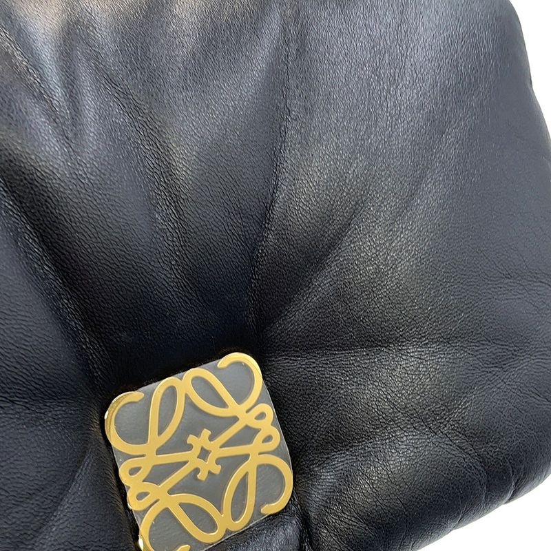Loewe Shoulder Bag Goya Puffer Mini Shiny Nappa Lambskin Black