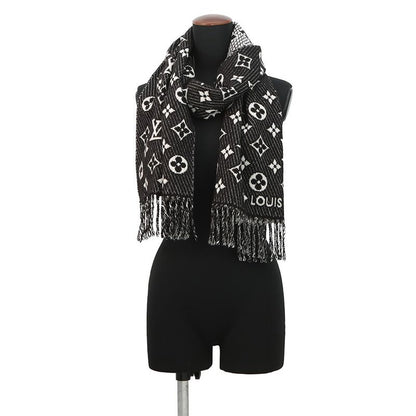 Louis Vuitton Scarf Echarpe LV Toujour Silk Cashmere Shawl Monogram Black