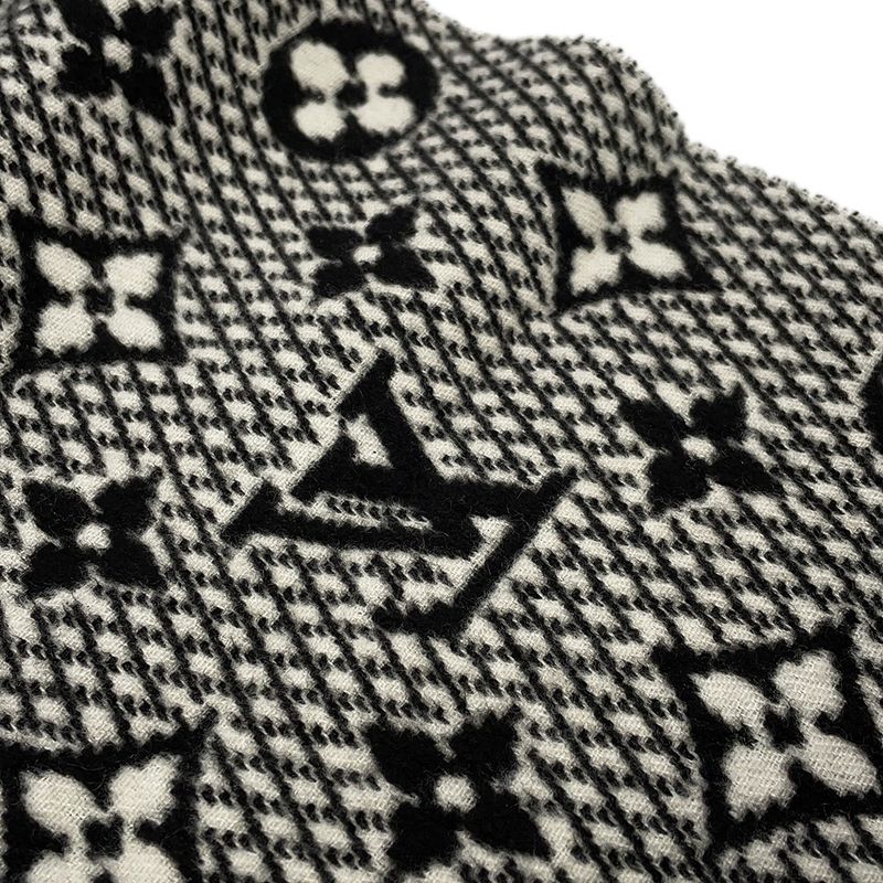 Louis Vuitton Scarf Echarpe LV Toujour Silk Cashmere Shawl Monogram Black