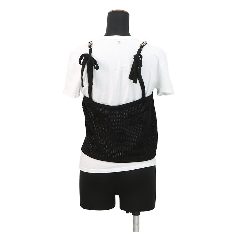 Chanel T-Shirt CC Logo Bustier Layering M White Black