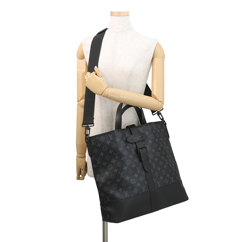 Louis Vuitton Tote Monogram Eclipse Saumur 2-Way Shoulder Bag Black