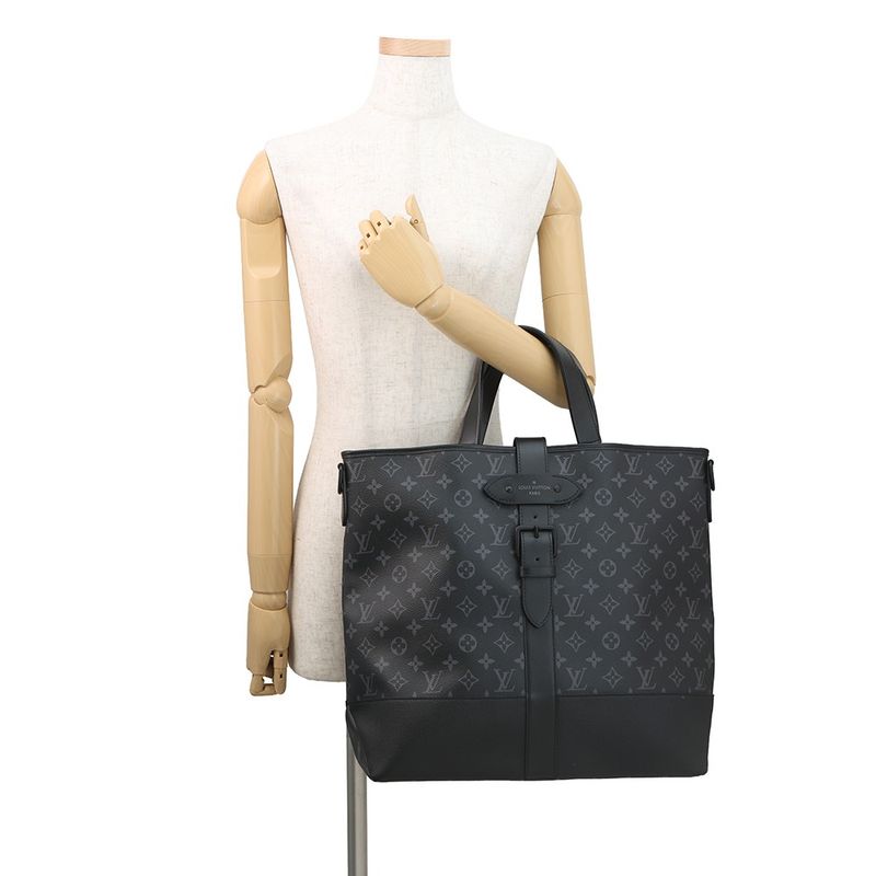 Louis Vuitton Tote Monogram Eclipse Saumur 2-Way Shoulder Bag Black