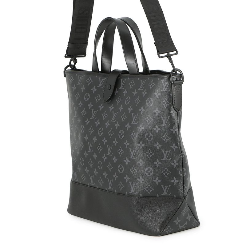 Louis Vuitton Tote Monogram Eclipse Saumur 2-Way Shoulder Bag Black