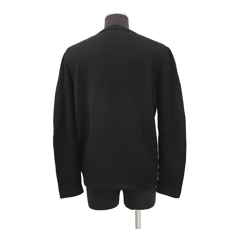 Prada Knit Triangle Logo Sweater Wool 52 Top Black