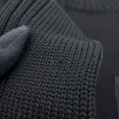 Prada Knit Triangle Logo Sweater Wool 52 Top Black