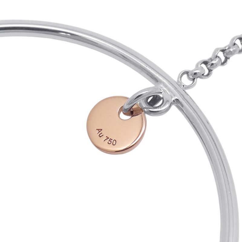 Hermes Earrings Exlibris Hoop Silver 18k Pink Gold