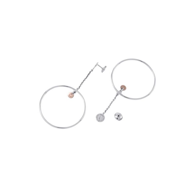Hermes Earrings Exlibris Hoop Silver 18k Pink Gold