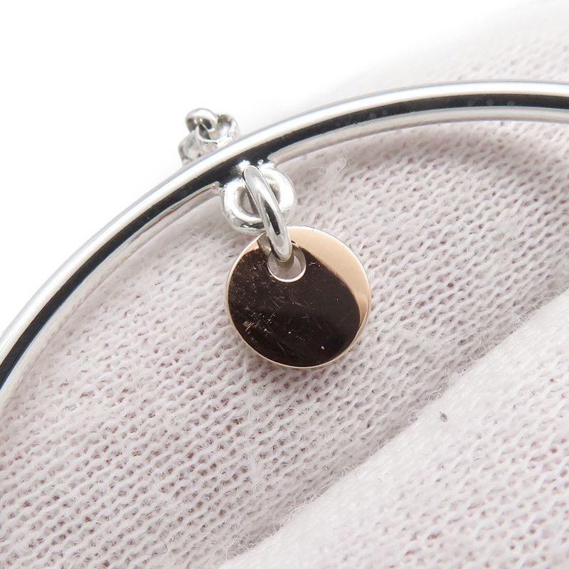 Hermes Earrings Exlibris Hoop Silver 18k Pink Gold