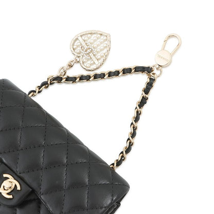 Chanel Charm CC Logo Quilted Mini Bag Lambskin Mini Pouch Case Black