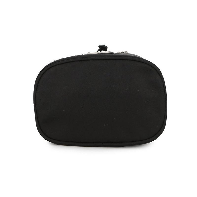 Prada Drawstring Line Stone Studded Beads Nylon 2-Way Shoulder Bag Black