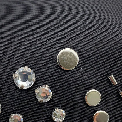 Prada Drawstring Line Stone Studded Beads Nylon 2-Way Shoulder Bag Black