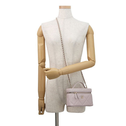 Chanel Chain Shoulder Bag Quilted Vanity CC Logo Caviar Leather 2-Way