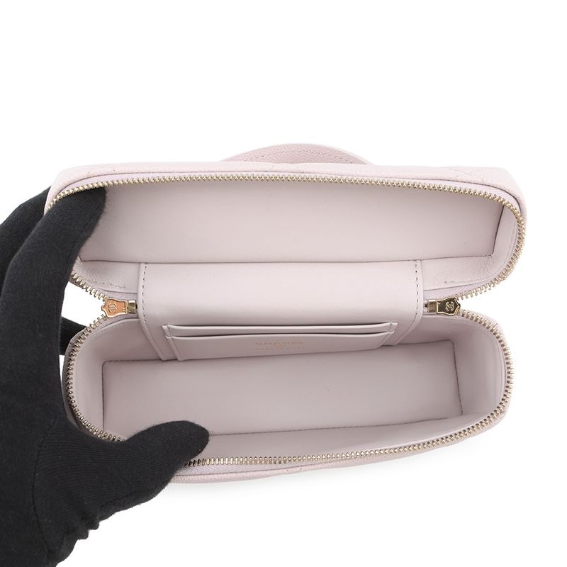 Chanel Chain Shoulder Bag Quilted Vanity CC Logo Caviar Leather 2-Way