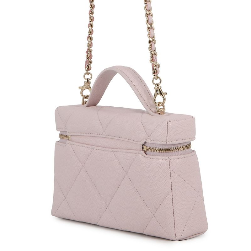 Chanel Chain Shoulder Bag Quilted Vanity CC Logo Caviar Leather 2-Way