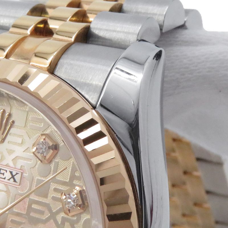Rolex Datejust SS 18k Pink Gold Number Watch Computer Dial Diamond