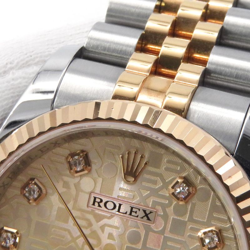 Rolex Datejust SS 18k Pink Gold Number Watch Computer Dial Diamond