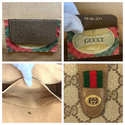 Gucci Sherry Line Beige Brown GG Supreme Canvas Clutch