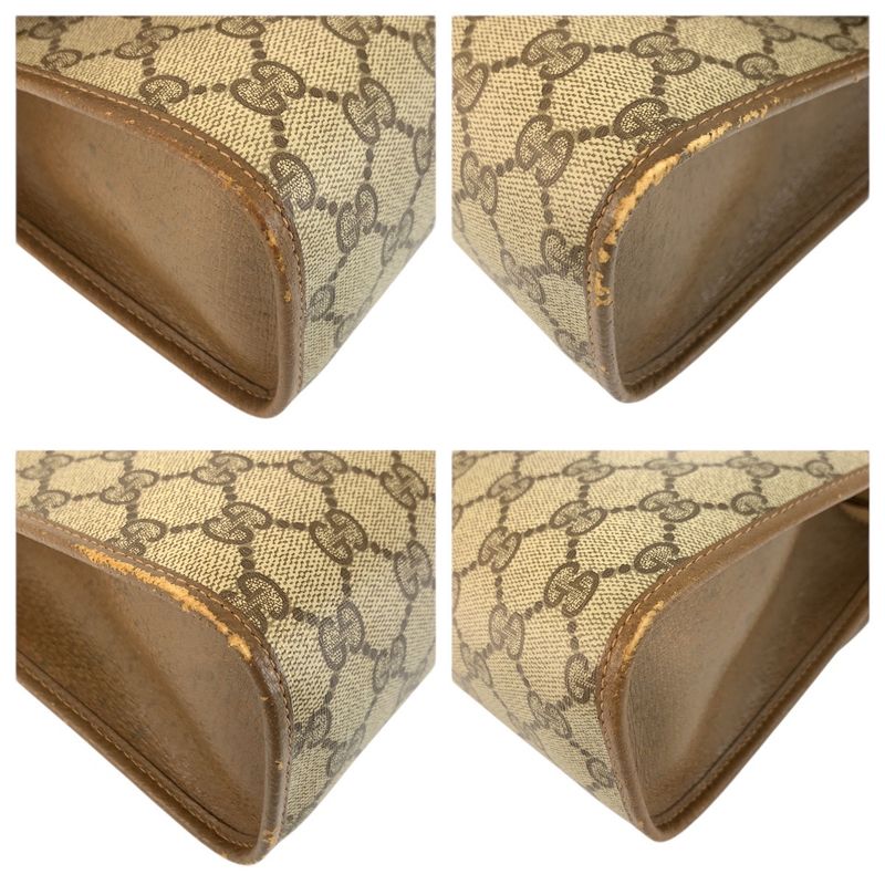 Gucci Sherry Line Beige Brown GG Supreme Canvas Clutch