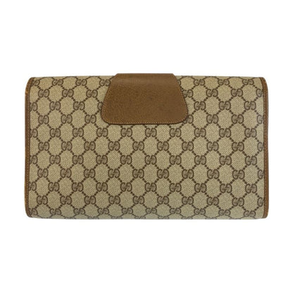 Gucci Sherry Line Beige Brown GG Supreme Canvas Clutch