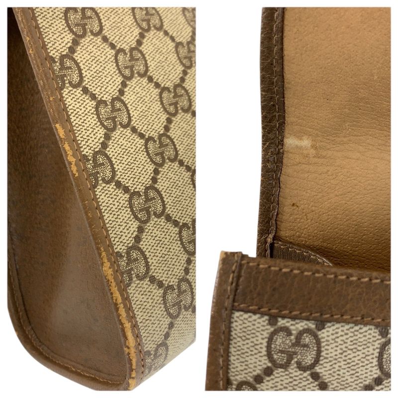 Gucci Sherry Line Beige Brown GG Supreme Canvas Clutch