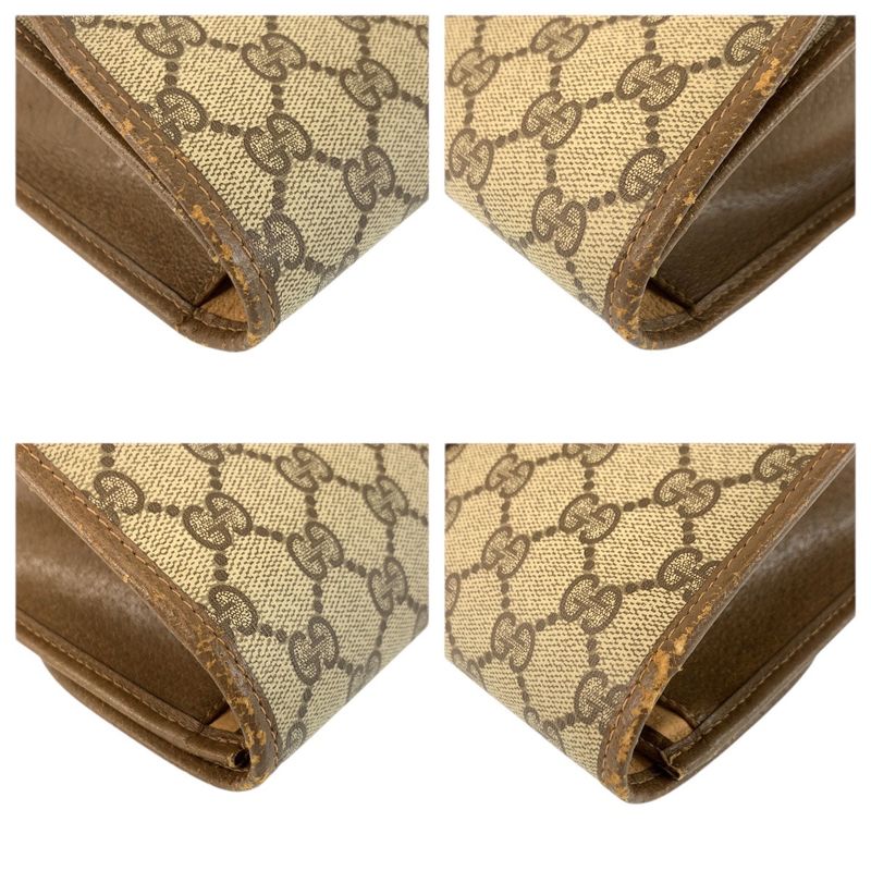 Gucci Sherry Line Beige Brown GG Supreme Canvas Clutch