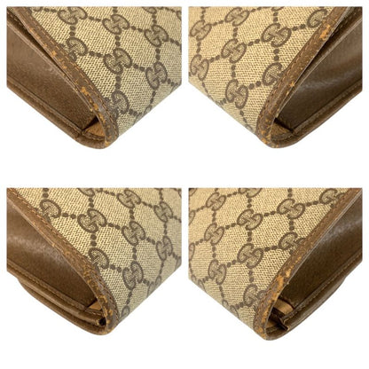 Gucci Sherry Line Beige Brown GG Supreme Canvas Clutch