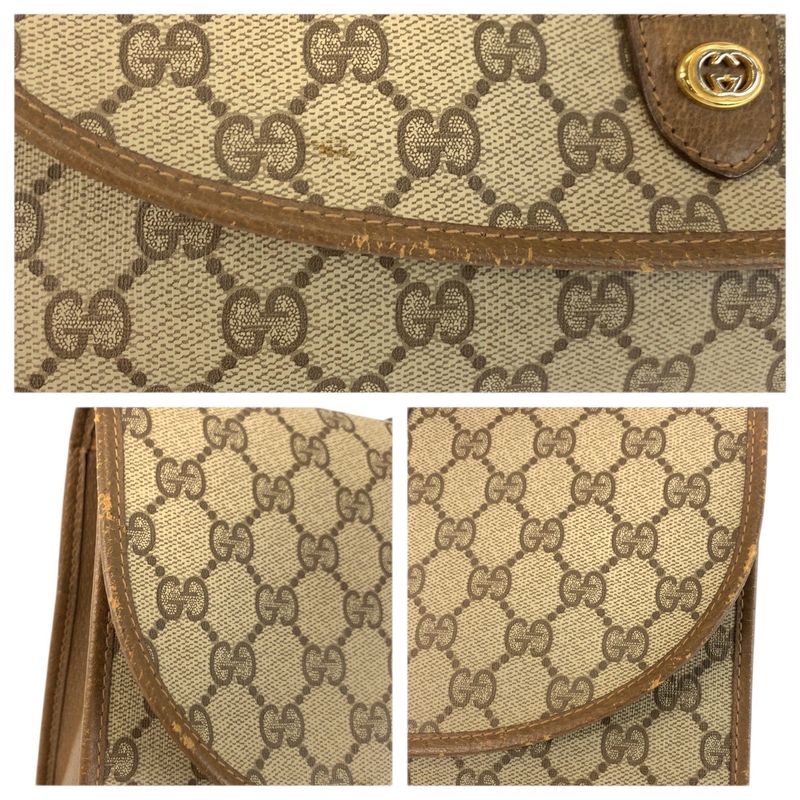 Gucci Sherry Line Beige Brown GG Supreme Canvas Clutch