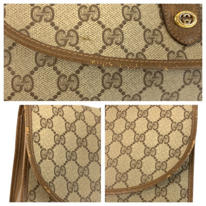 Gucci Sherry Line Beige Brown GG Supreme Canvas Clutch