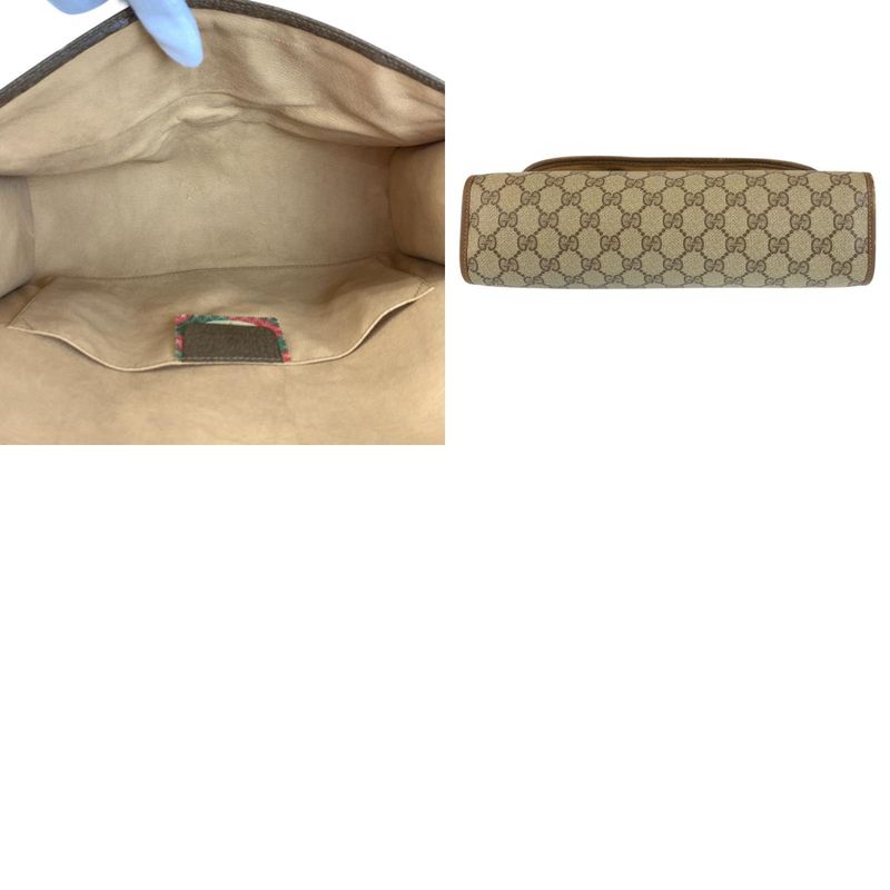 Gucci Sherry Line Beige Brown GG Supreme Canvas Clutch