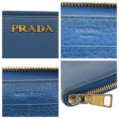 Prada Blue Gold Leather Wallet