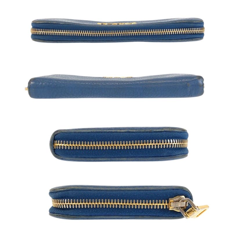 Prada Blue Gold Leather Wallet