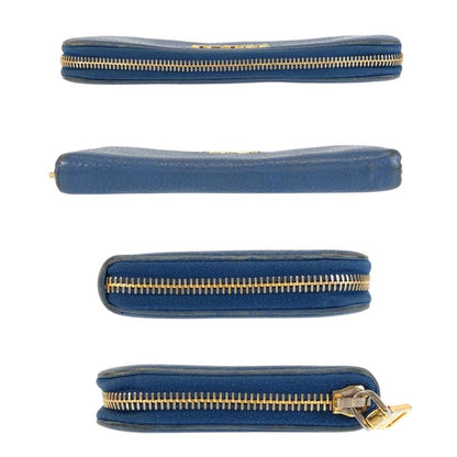 Prada Blue Gold Leather Wallet