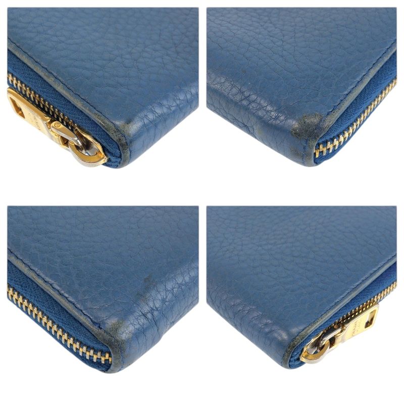 Prada Blue Gold Leather Wallet